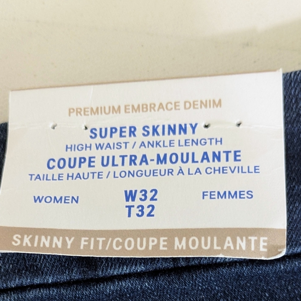 H&M Woman's High Waist Super SKINNY Ankle jeans Blue Size 32 Embrace Denim New - Picture 7 of 12